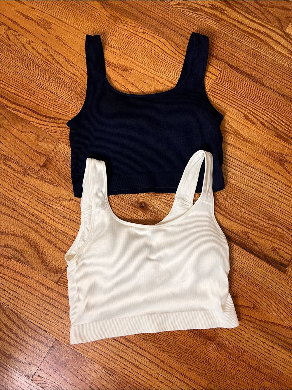 Jockey Ribbed Tank Crop Tops - Navy Blue & White (2)